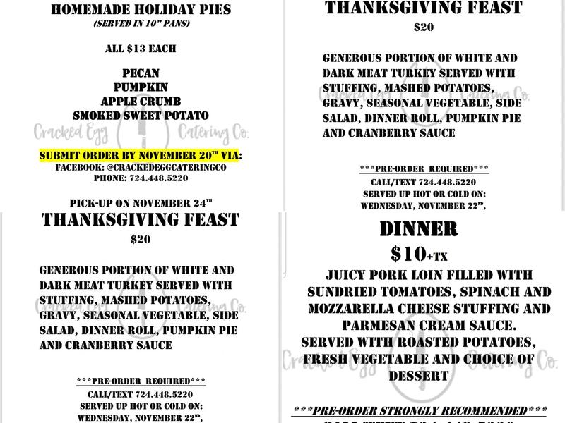 Cracked Egg Catering Co Menu