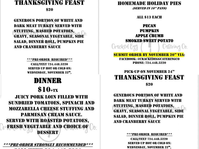 Cracked Egg Catering Co Menu