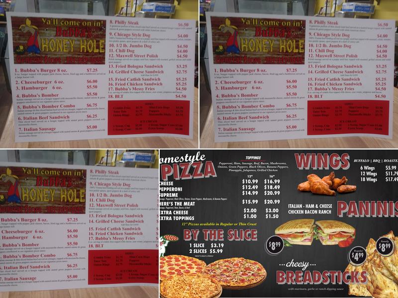 Bubba's Honey Hole and General Store Menu