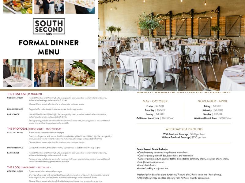 South Second | A Saz’s Hospitality Group Venue Menu