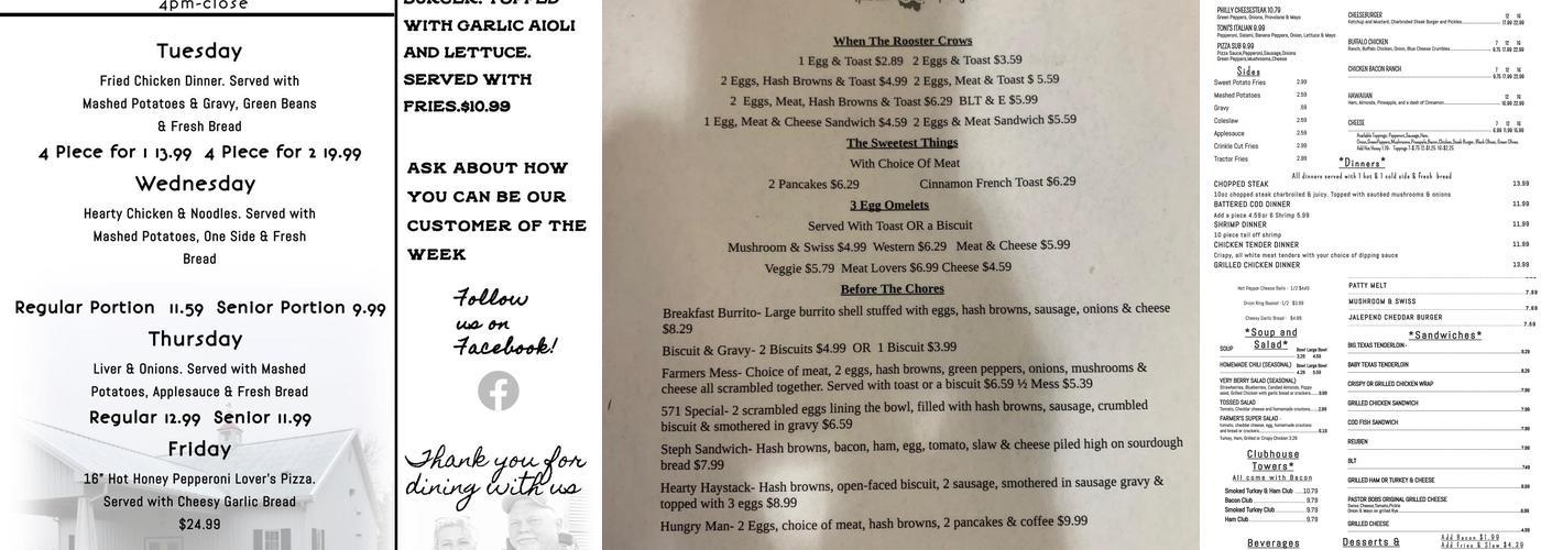 Route 571 Diner Menu