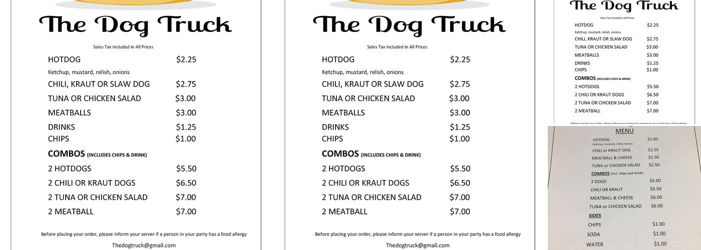 The Dog Truck Menu