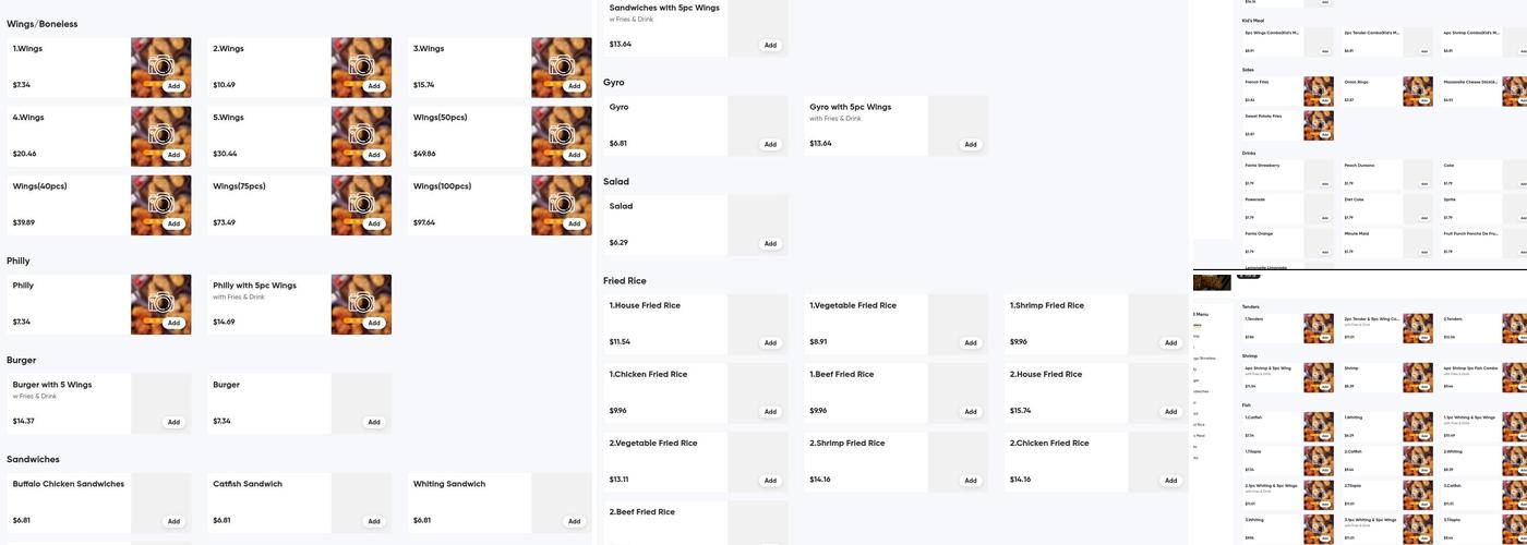 J Buffalo Wings Menu