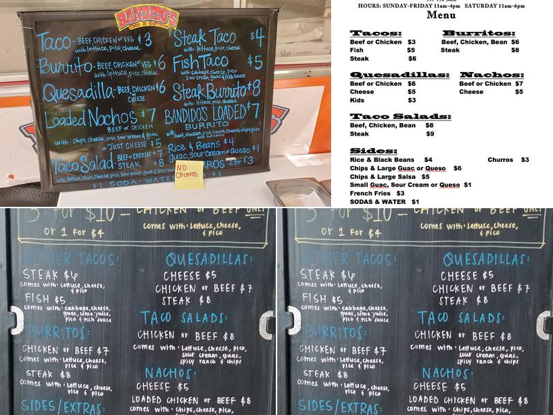 Bandido’s Tacos & Burritos Menu