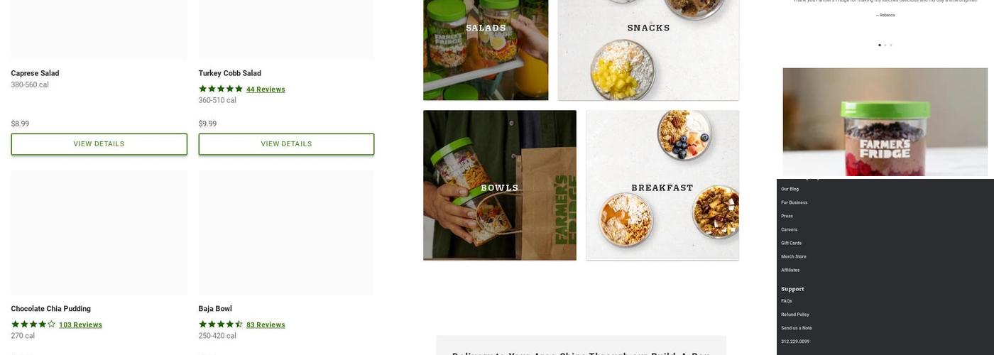 Farmer's Fridge Menu