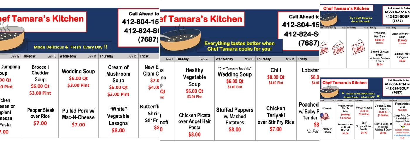 Chef Tamara's Kitchen - Soup Menu