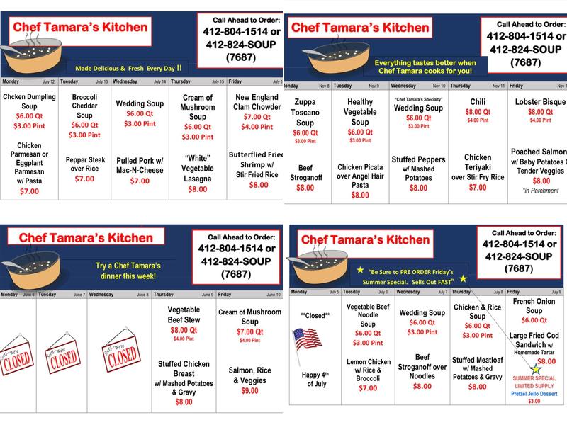 Chef Tamara's Kitchen - Soup Menu