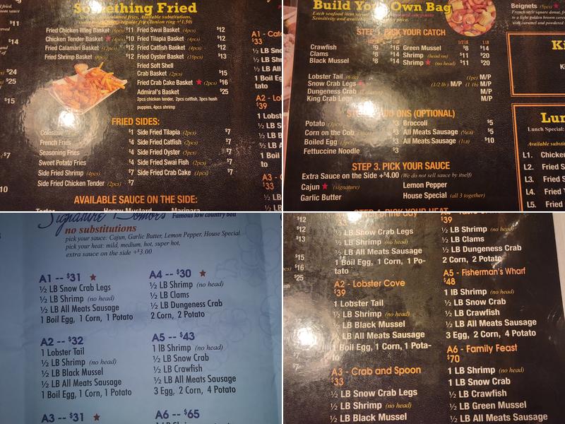 Cajun Boil Bar-161 Location Menu