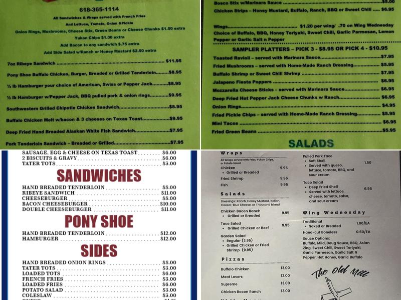 The Old Mill Menu