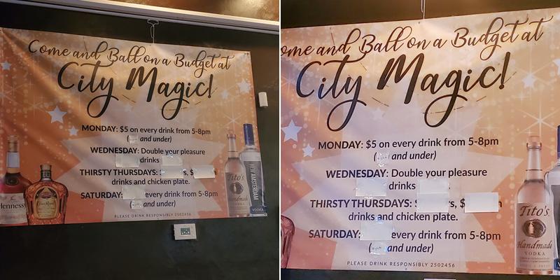 City Magic Cocktail Lounge & Restaurant Menu