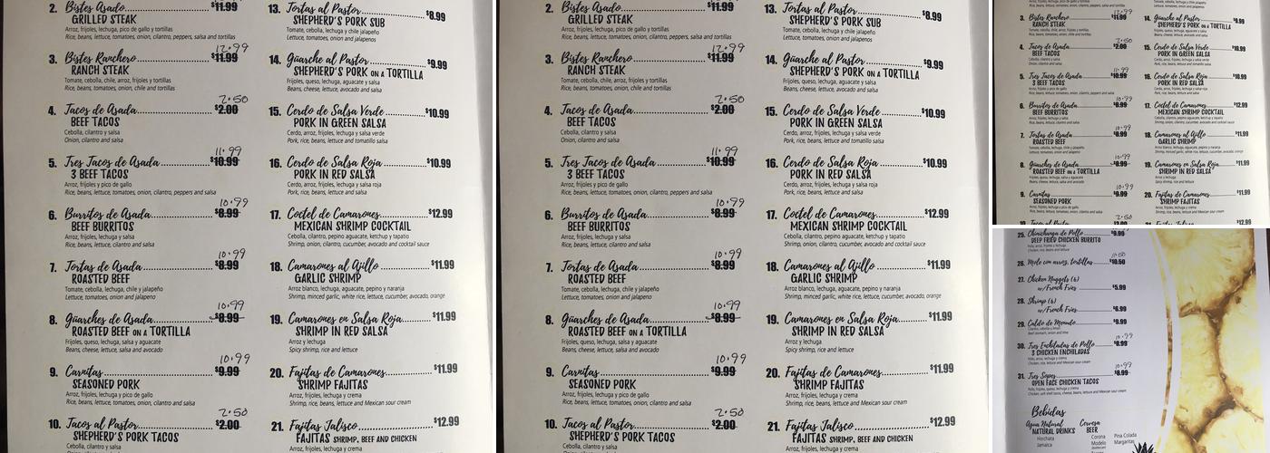 El Piñal Menu