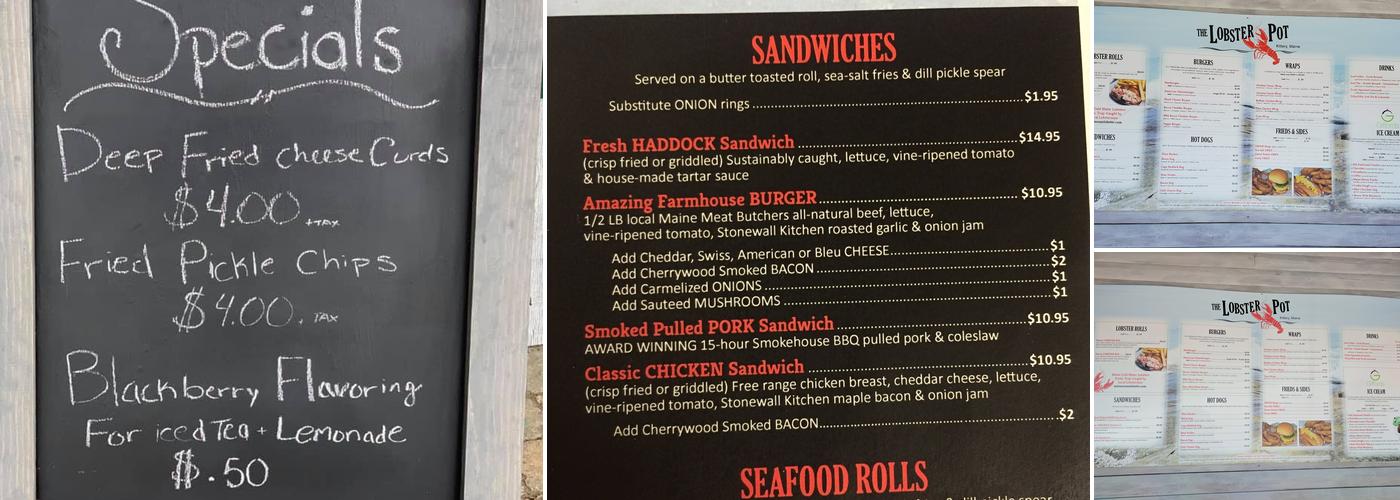 The Lobster Pot Menu