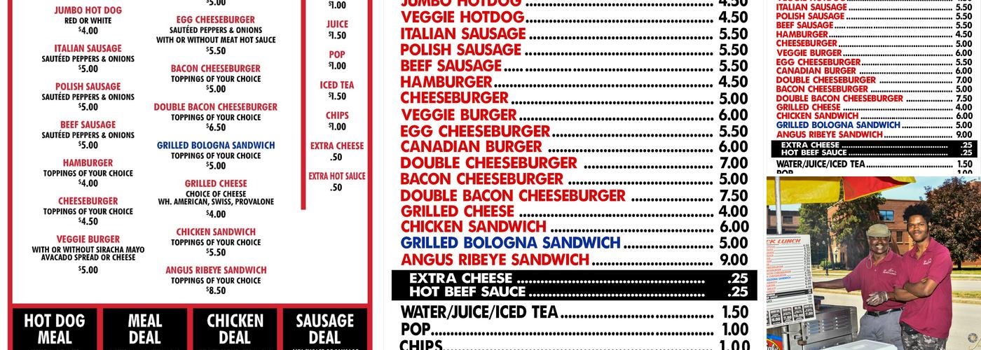 Alex quick lunch Menu