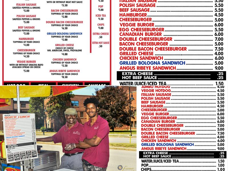 Alex quick lunch Menu