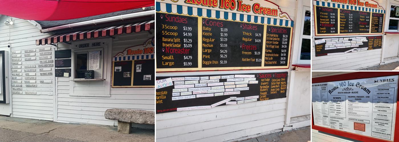 Route 160 Ice Cream Menu