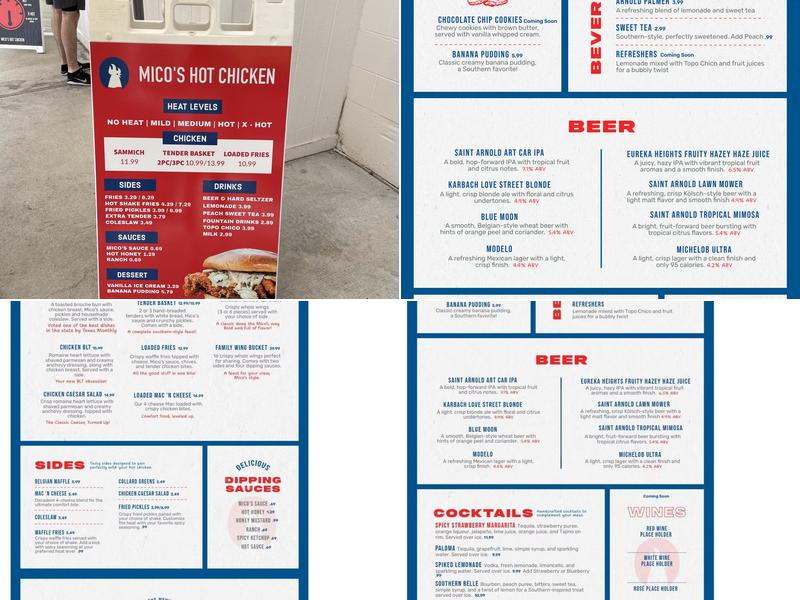 Mico's Hot Chicken Menu