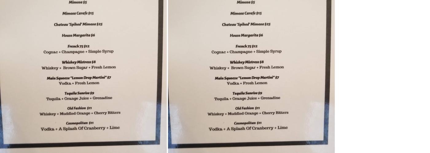 Le Chateau Houston Menu