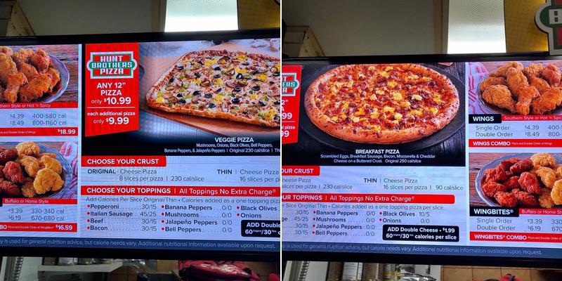 Hunt Brothers Pizza Menu