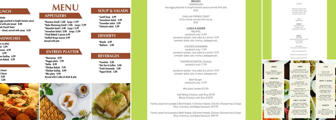 Guzel Restaurant Menu
