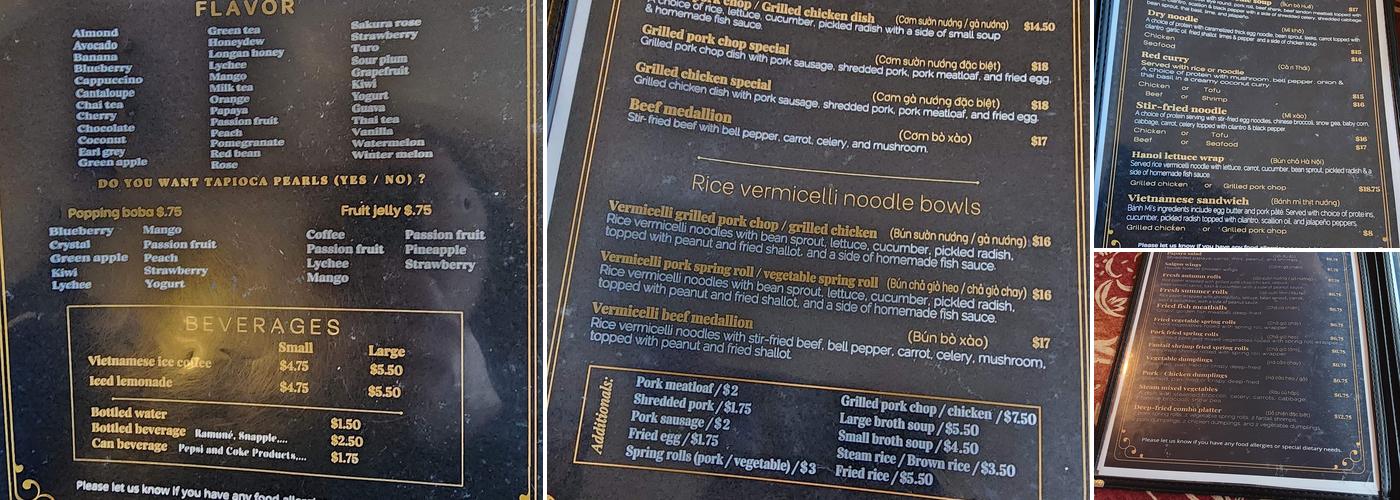 Pho Vietnam Menu