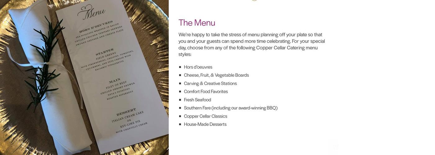 Copper Cellar Catering Menu