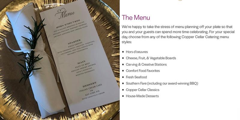 Copper Cellar Catering Menu