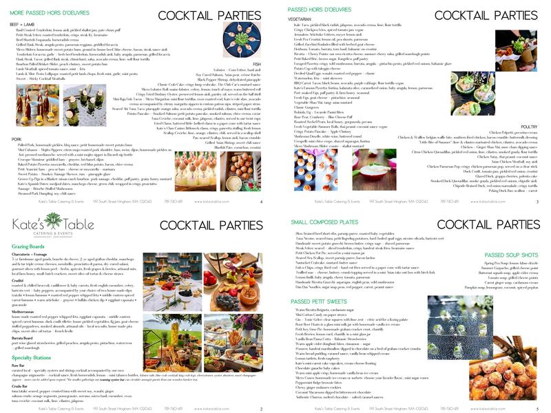 Kate's Table ~ Catering & Events Menu