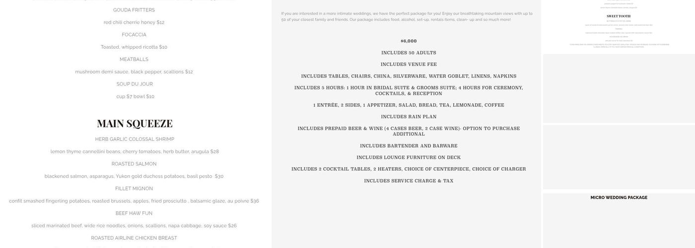 White Oaks Bistro Menu