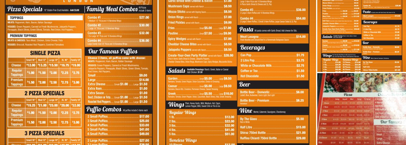 Sissio's Pizza Menu