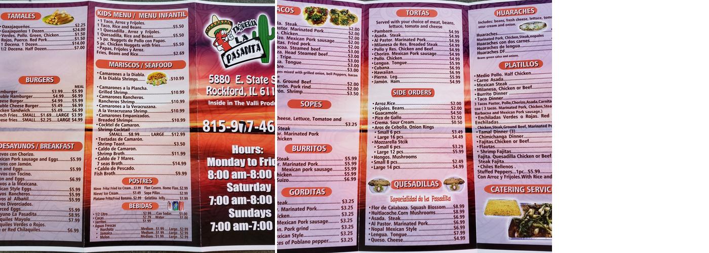 Fajitas Factory Menu