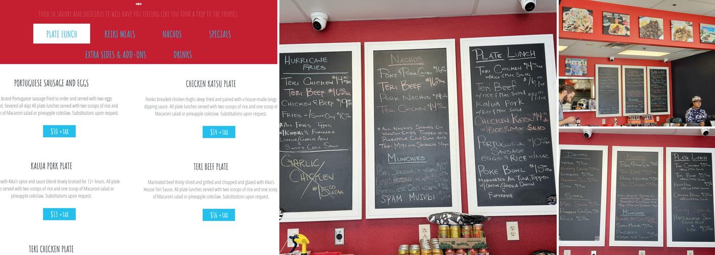 Kika's All Kine Grindz Menu