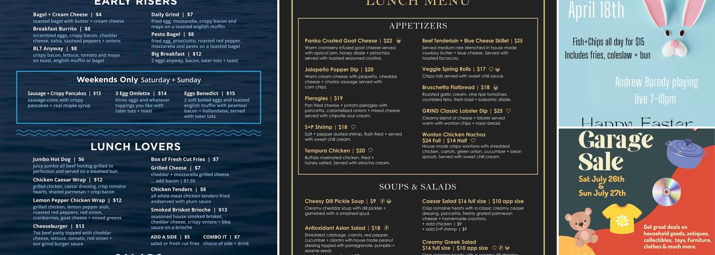 GRIND | kitchen + bar Menu