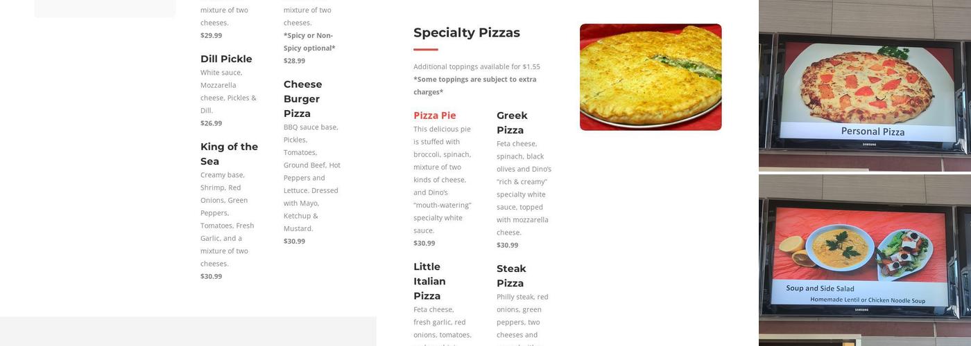 Dino's Pizza Menu