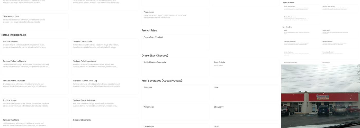 Chorizo Menu