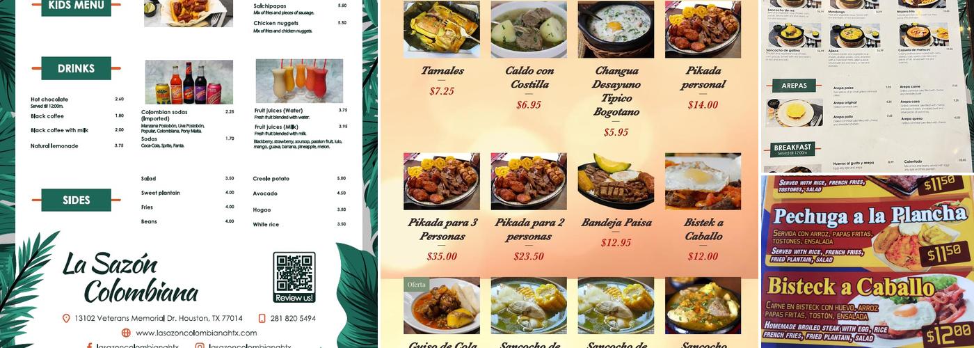 La Sazon Colombiana Menu