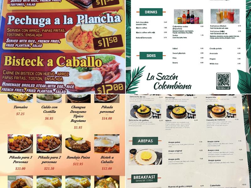 La Sazon Colombiana Menu