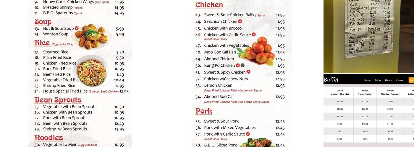 Victory Buffet Menu