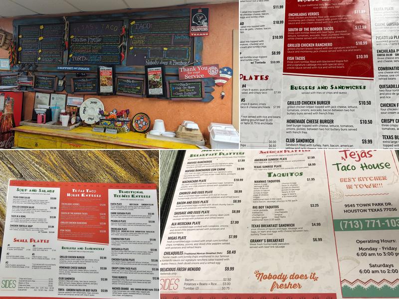 Tejas Taco House Menu
