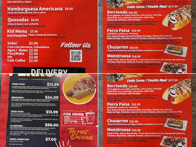 Perros Paisas Menu