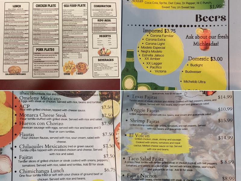 El Monarca Menu