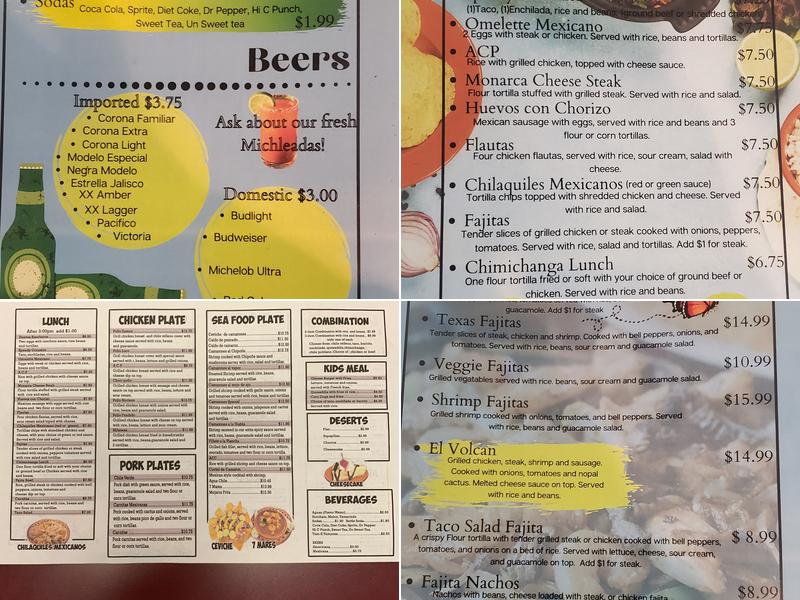 El Monarca Menu