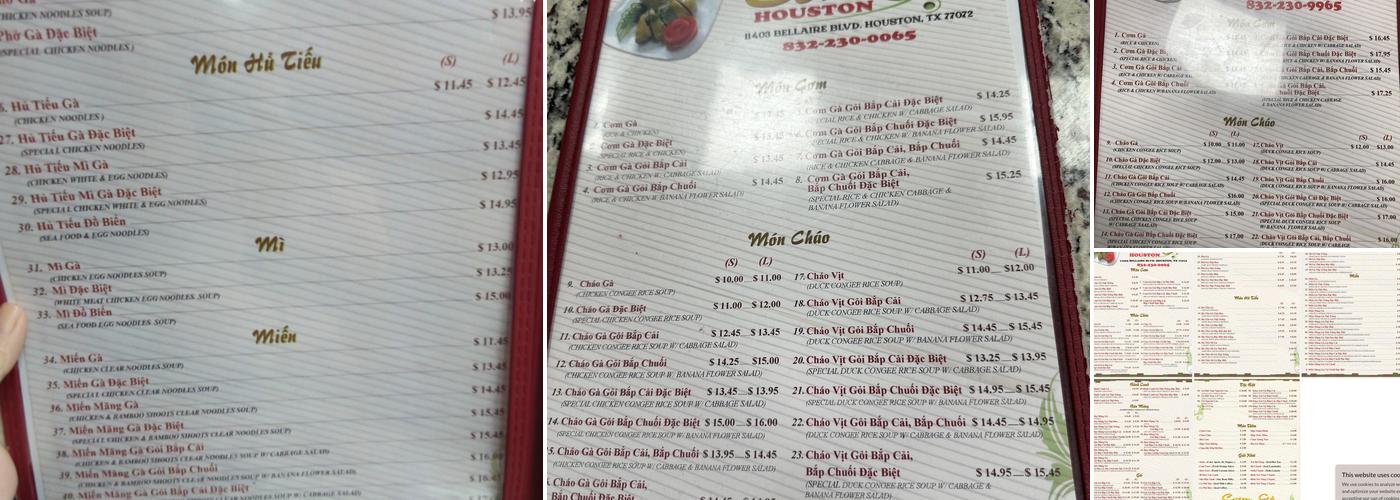Cơm Gà Houston Menu