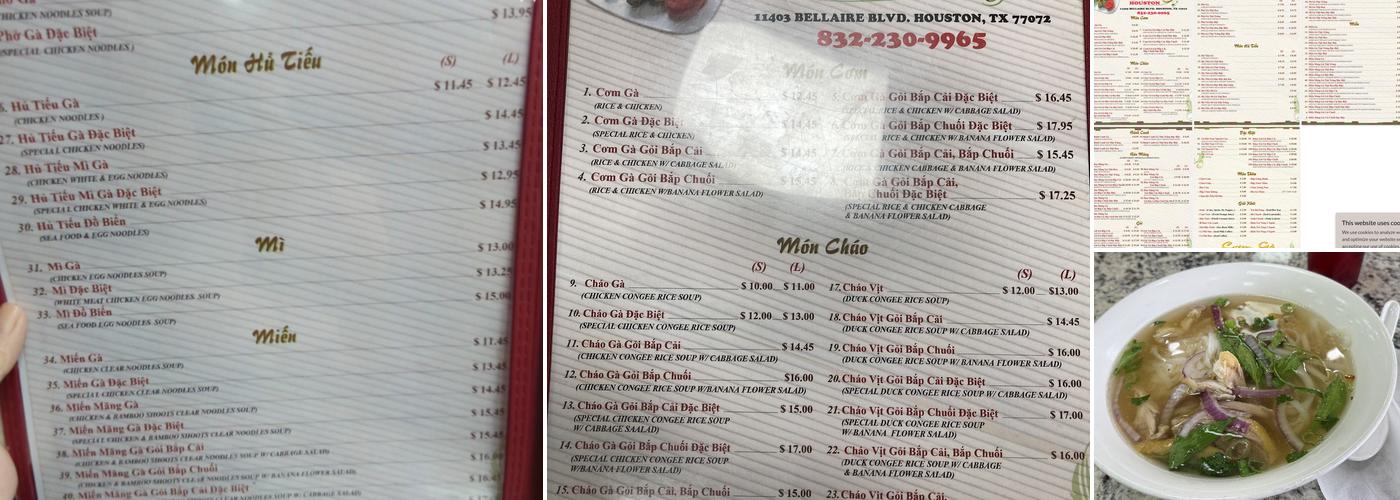 Cơm Gà Houston Menu