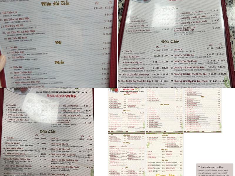 Cơm Gà Houston Menu