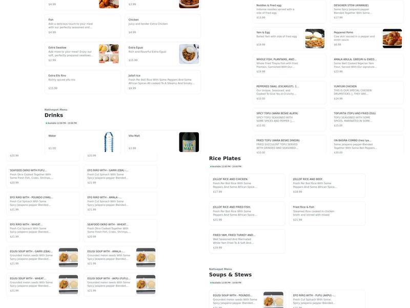 Nativepot restaurant Menu