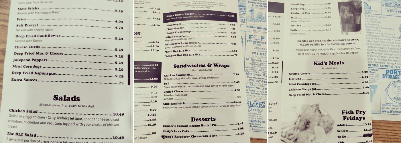 Beamer's Restaurant Menu