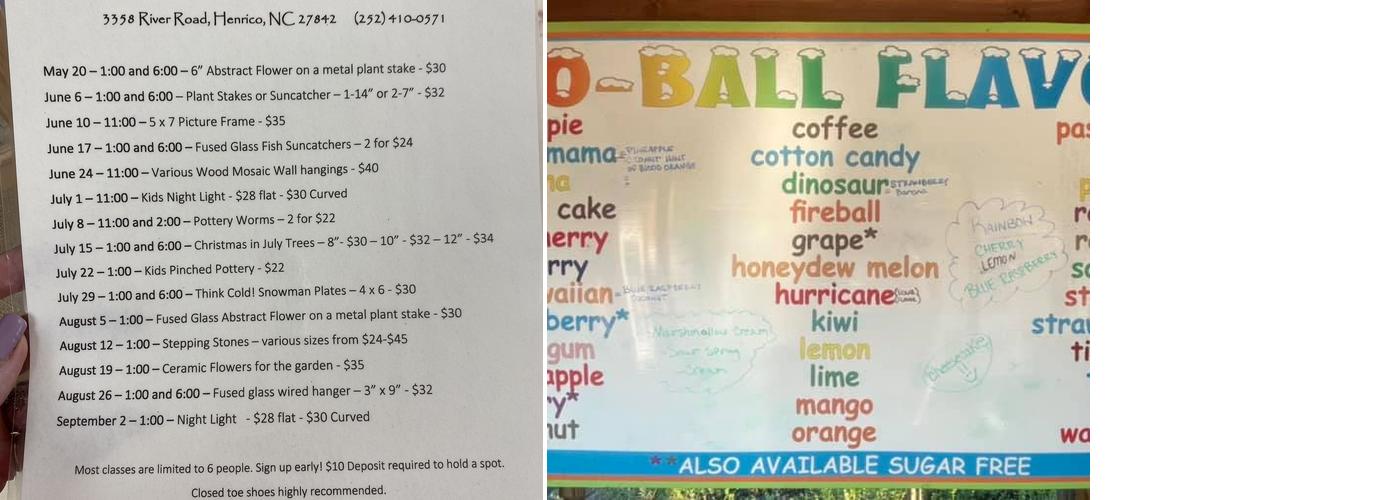 Lakeside Mini Golf Menu