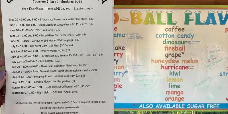 Lakeside Mini Golf Menu