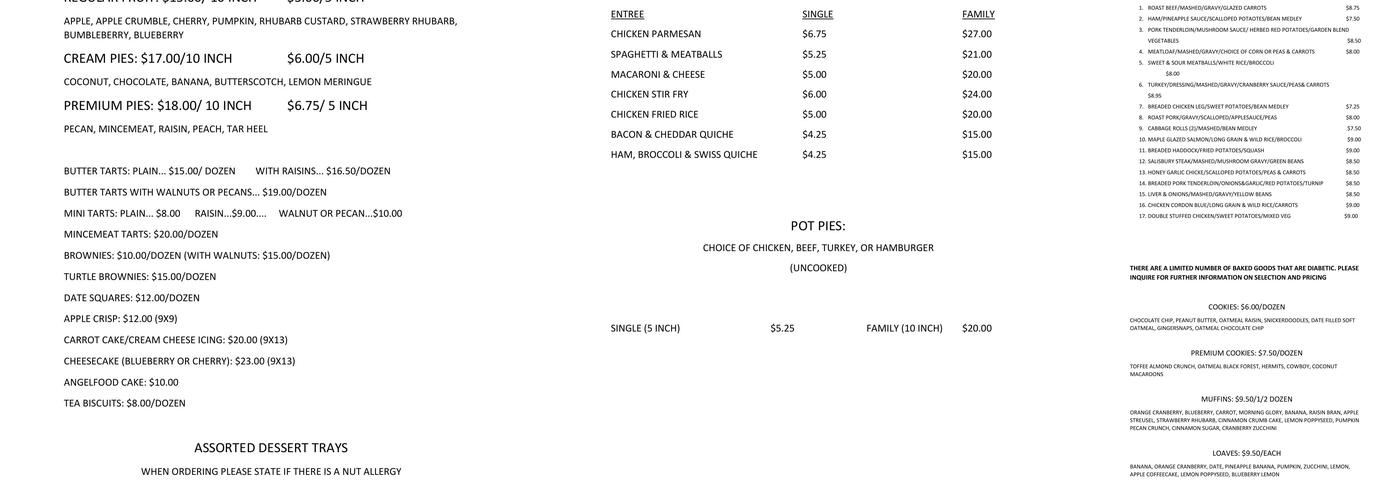Sue's Kitchen Menu