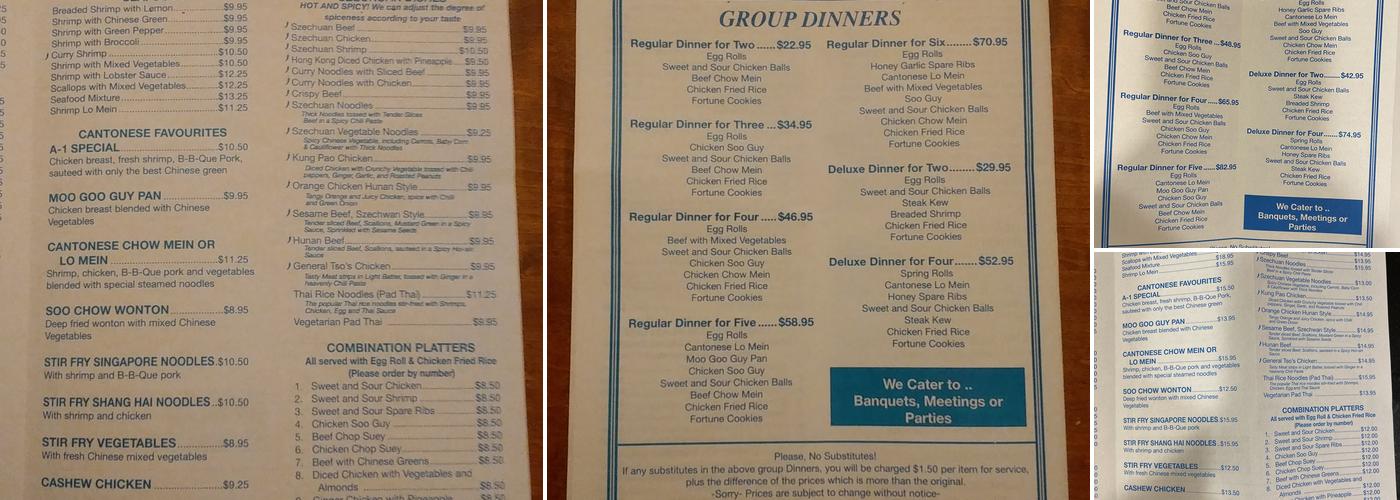 A-1 Chinese Restaurant Menu